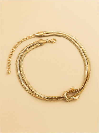 Knot Detail Double-Strand Snake Chain Necklace