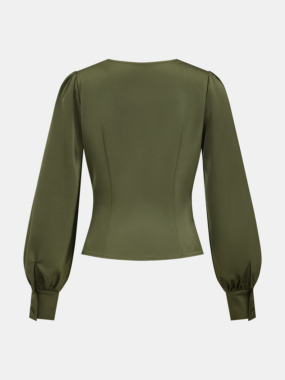 Satin Cowl-Neck Long Sleeve Blouse