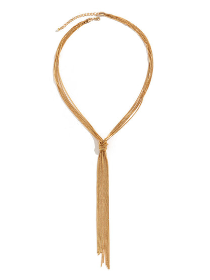 Multi-Strand Y-Shaped Tassel Necklace