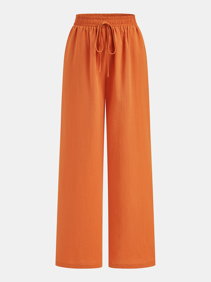 Knot-Front Shirt & Wide-Leg Pants Set