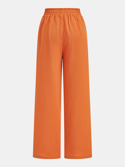 Knot-Front Shirt & Wide-Leg Pants Set