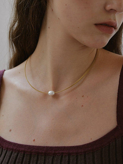 Multi-Strand Pearl Accent Choker Necklace