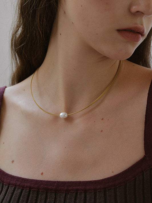 Multi-Strand Pearl Accent Choker Necklace