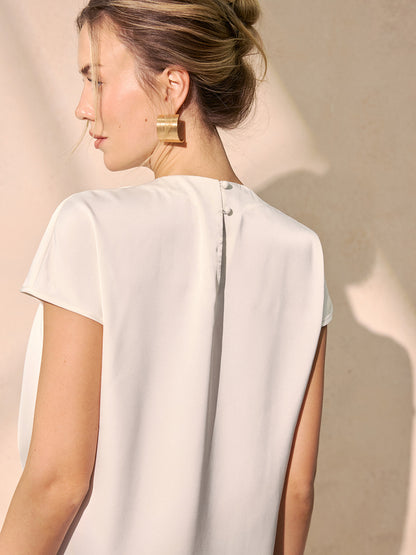 Satin Mock Neck Draped Blouse
