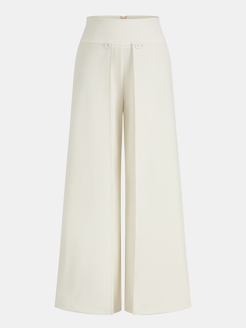 Overlap Detail Mid-Waist Pants