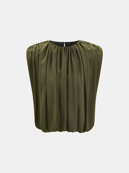 Sleeveless Pleated Top & Skirt Set