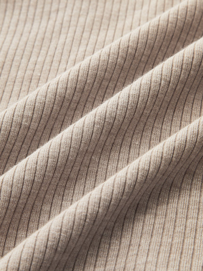 V-Neck Lace Panel Ribbed Knit Top