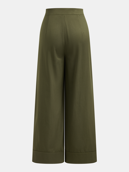 Asymmetric Pleated Wide Leg Pants