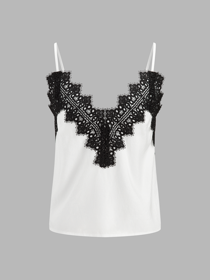 Lace Trim Cami Top & Wide Leg Pants Set
