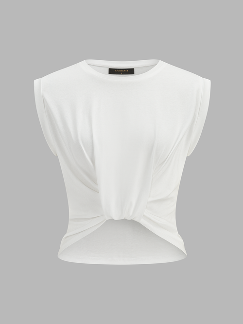 Cotton Twisted Cropped Sleeveless Top