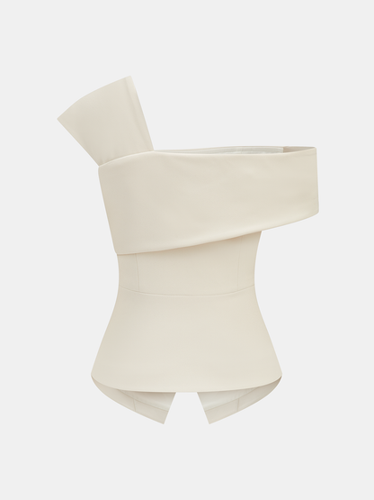 Split Hem Asymmetric One-Shoulder Blouse