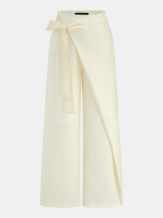 Lace Tie Wrap Wide Leg Pants