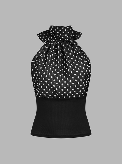 Polka Dot Bow Tie Halter Top