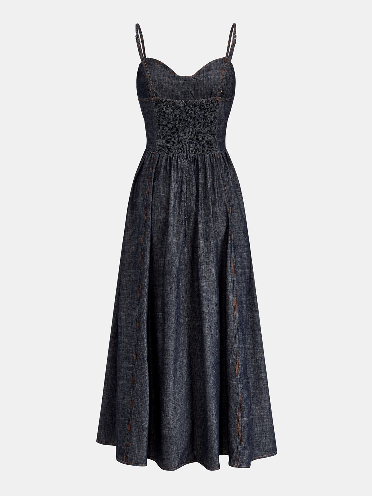Rhinestone Decor Denim Slip Midi Dress