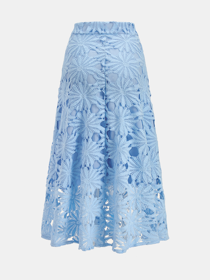 Floral Lace Crop Top & Midi Skirt Set