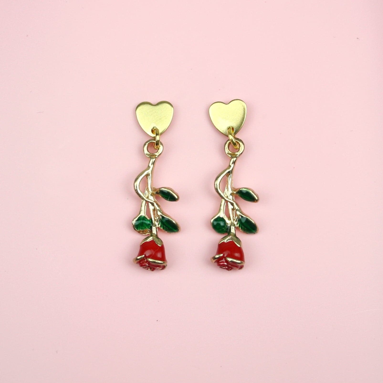 Red Enchanted Rose Earrings