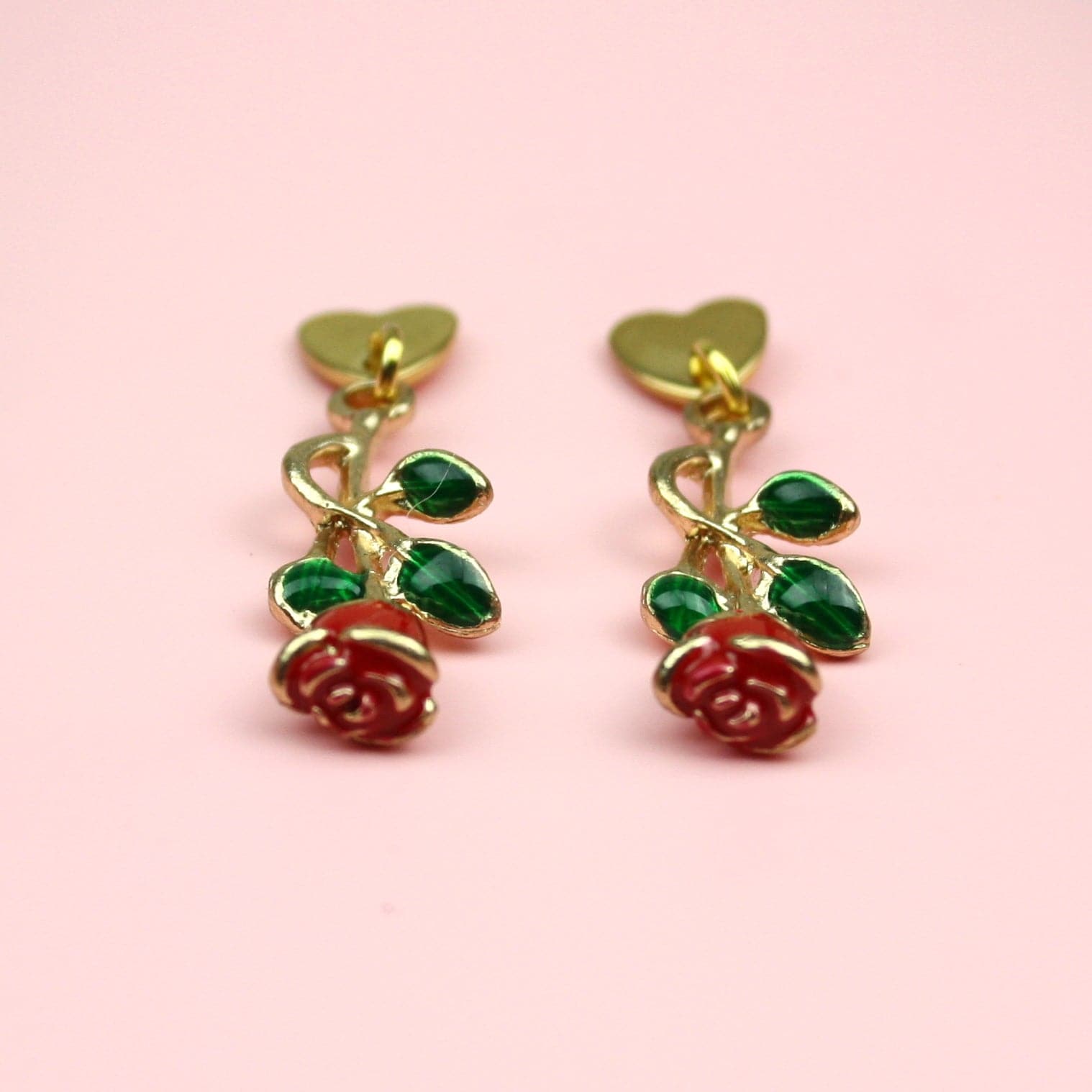 Red Enchanted Rose Earrings