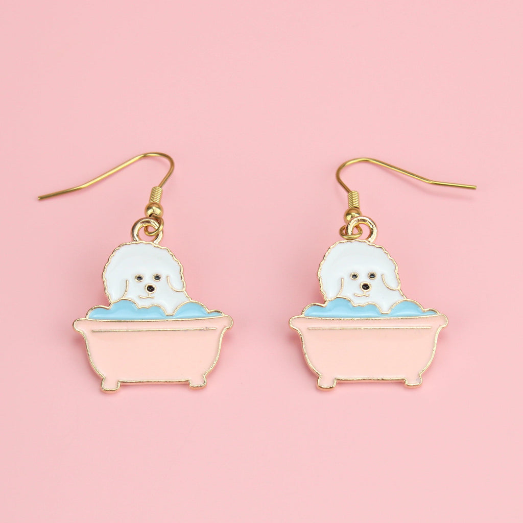 Rubba Dub Dub, Dog In The Tub Earrings (Gold Plated)