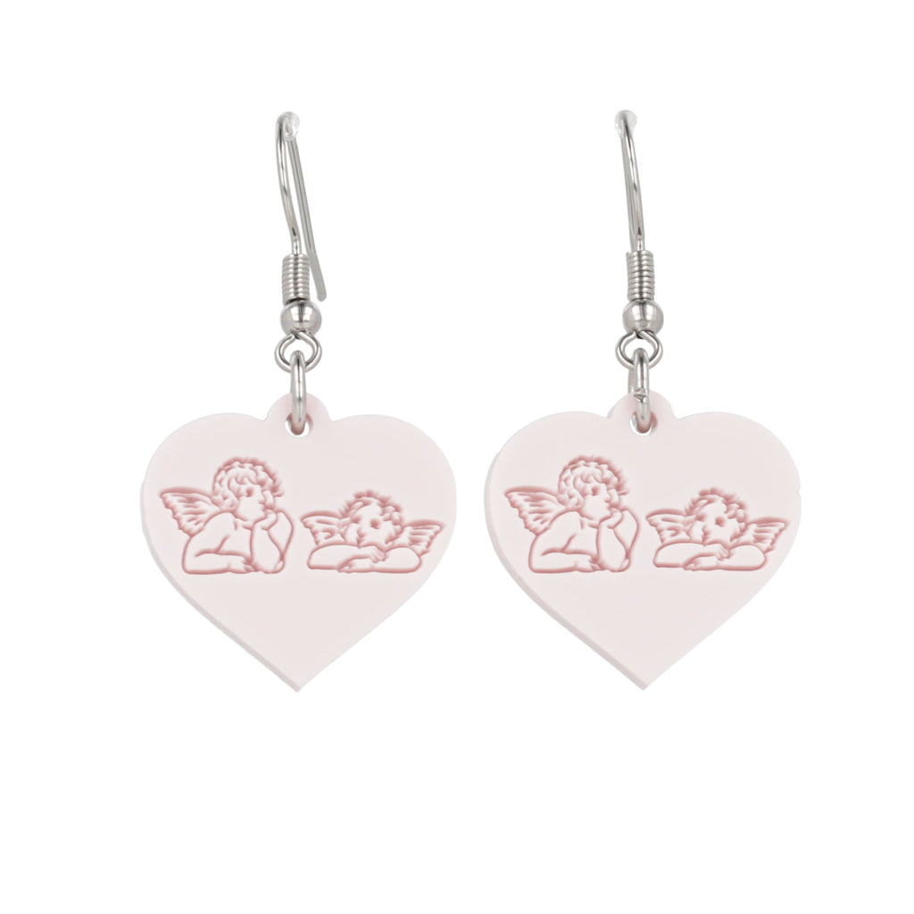 Raphael's Angels Heart Earrings - Marshmallow Pink