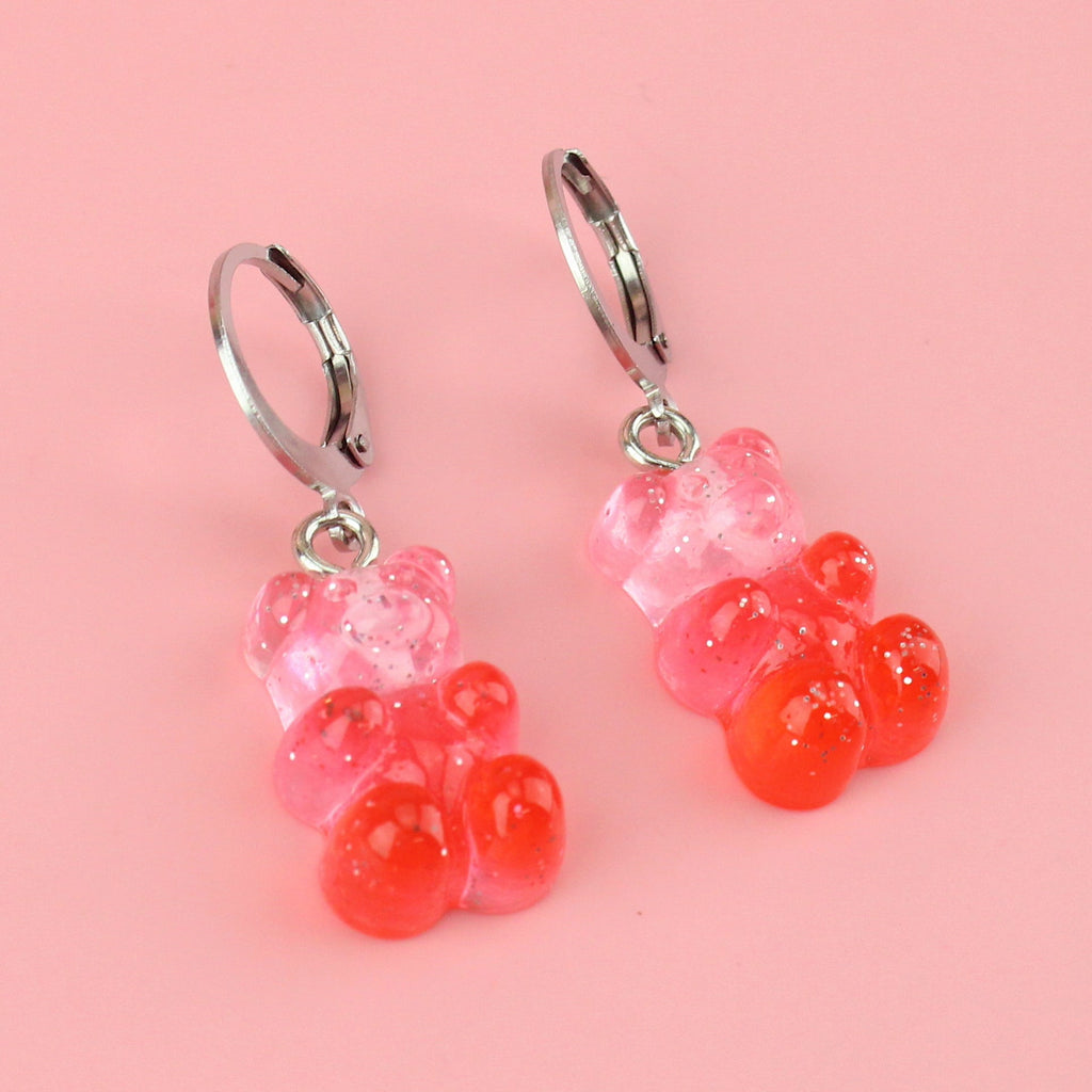 Raspberry and Strawberry Gummy Bear Earrings