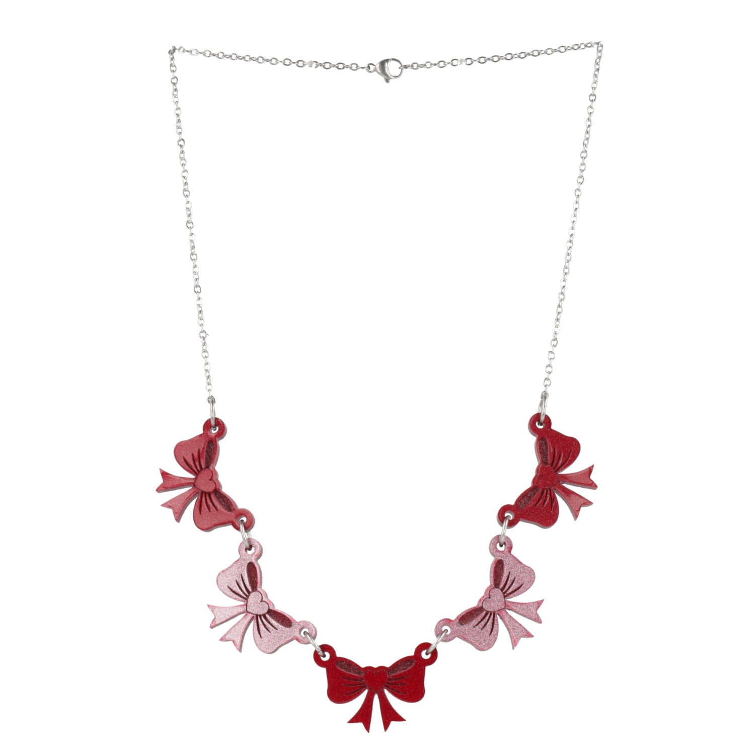 Red and Pink Bow Bunting Necklace