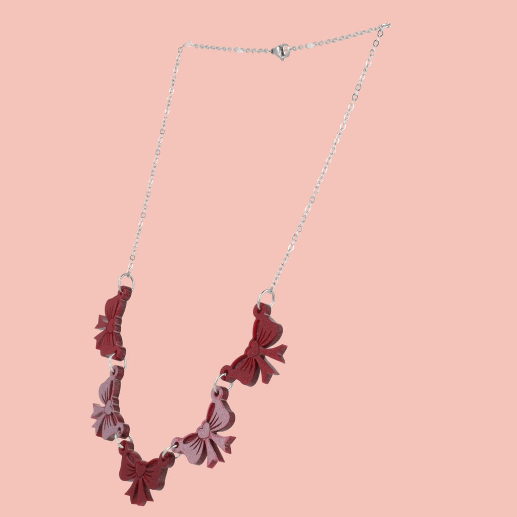 Red and Pink Bow Bunting Necklace