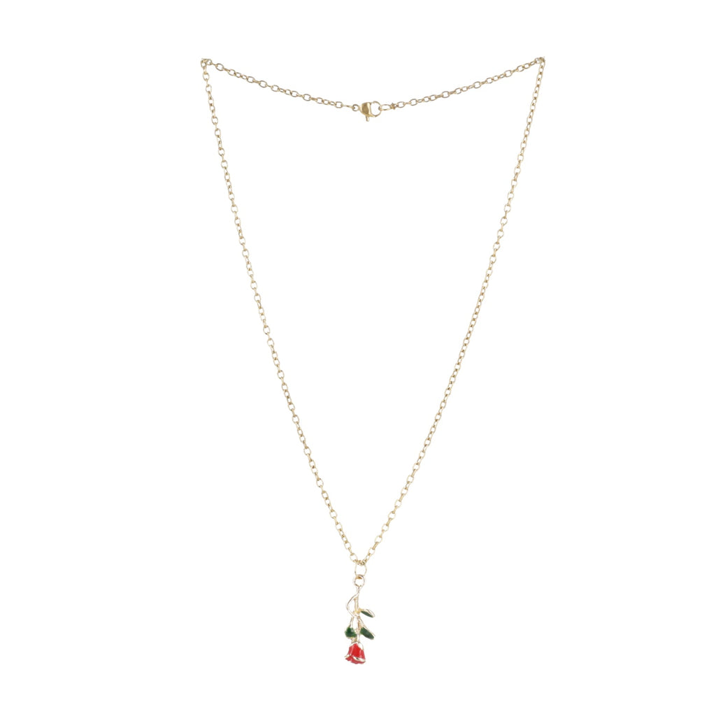 Red Enchanted Rose Necklace
