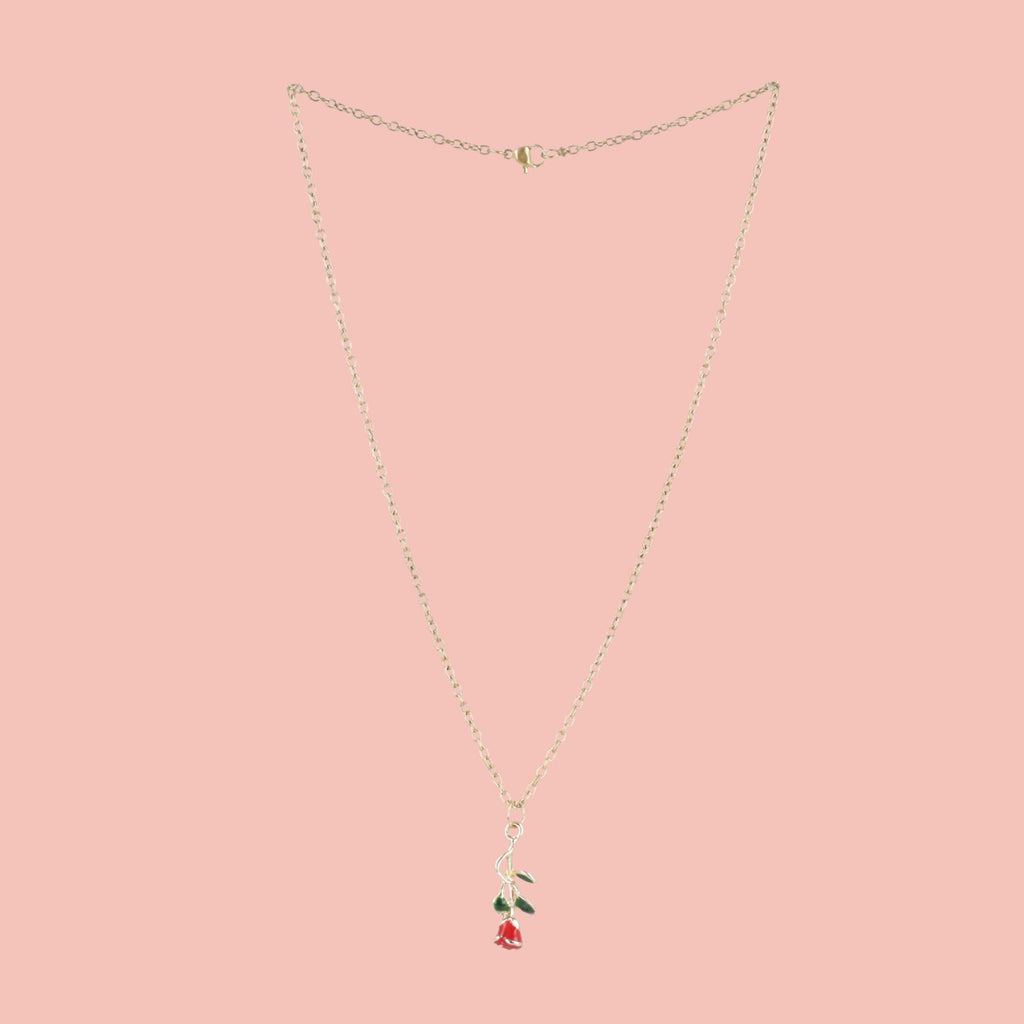 Red Enchanted Rose Necklace