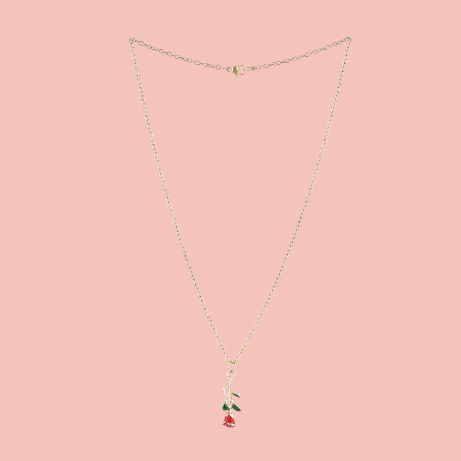 Red Enchanted Rose Necklace