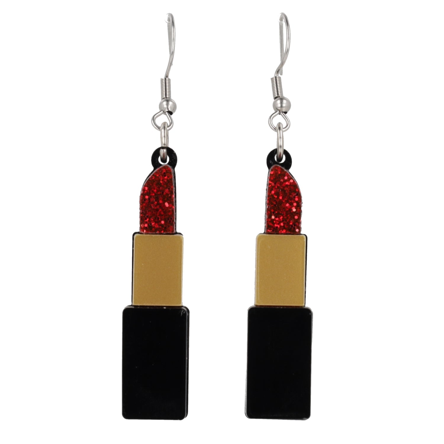 Red Glitter Lipstick Earrings